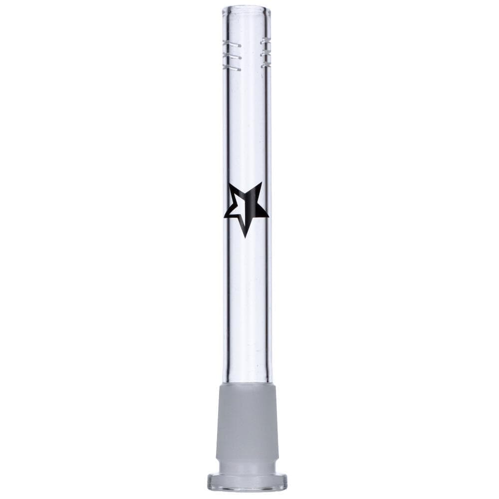 Front view of the Famous X 4.75" downstem, a clear glass piece displayed against a plain white background.