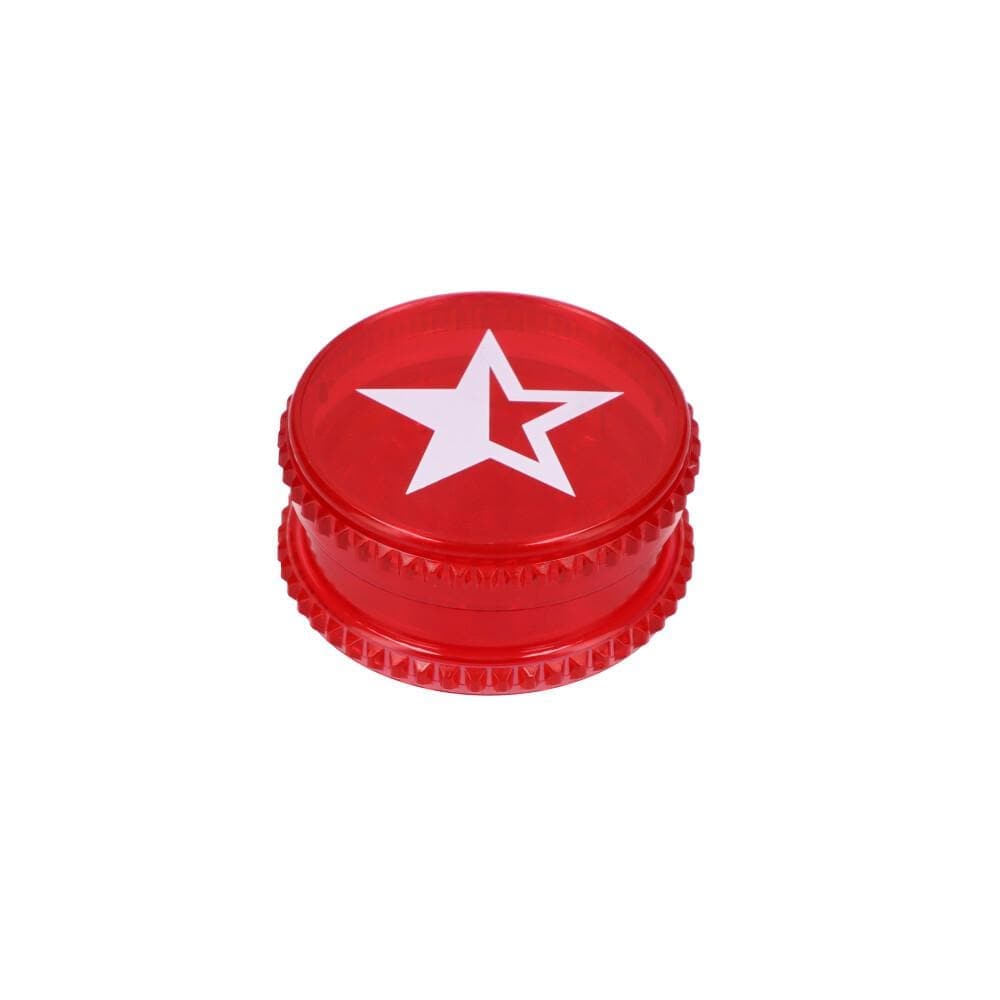 Close-up, top-down view of the Famous X 59mm Acrylic Grinders Tray of 12| showing the circular, textured surface.