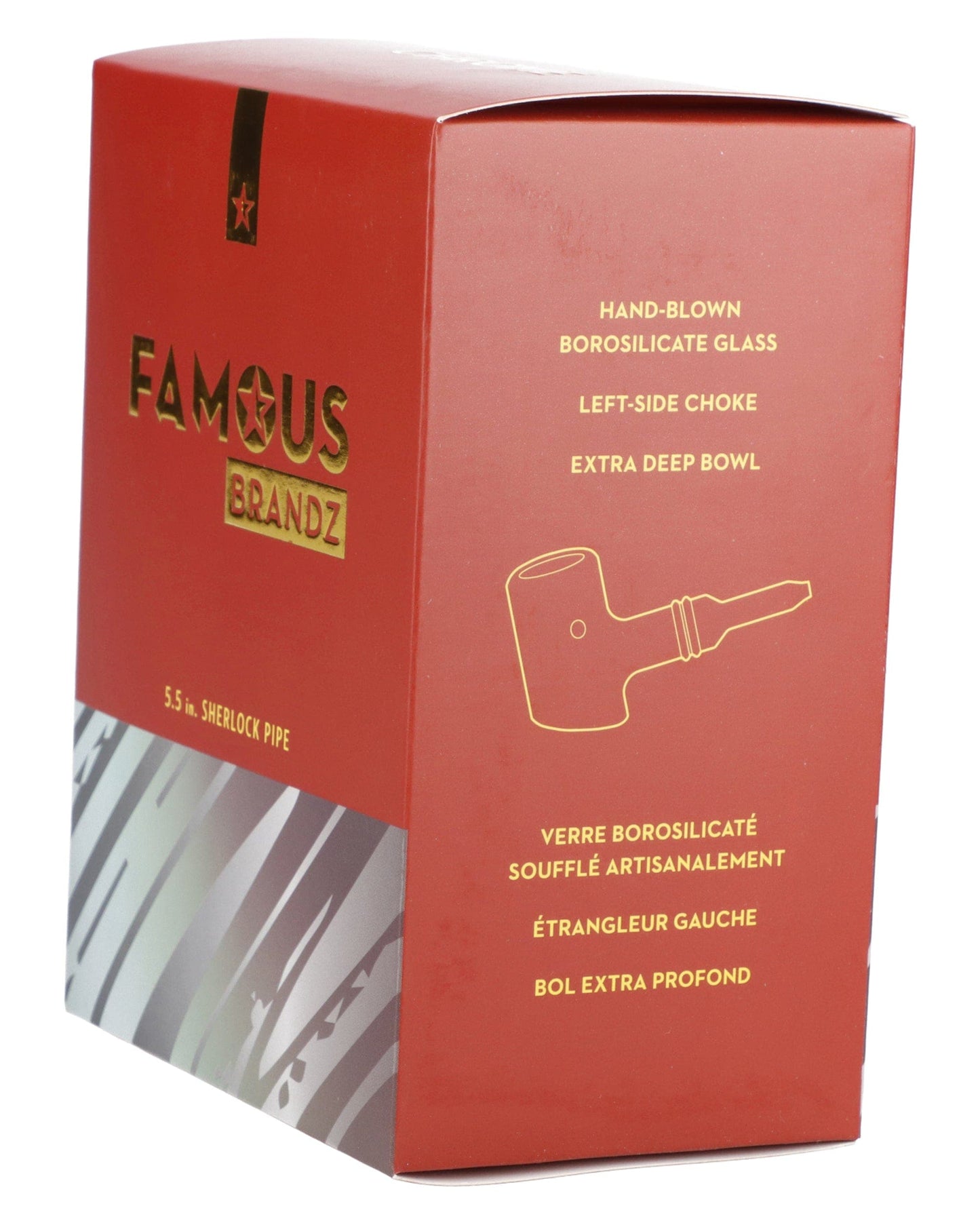 Famous Brandz Hand Pipe Chrome Famous X Fumed Large Sherlock Pipe