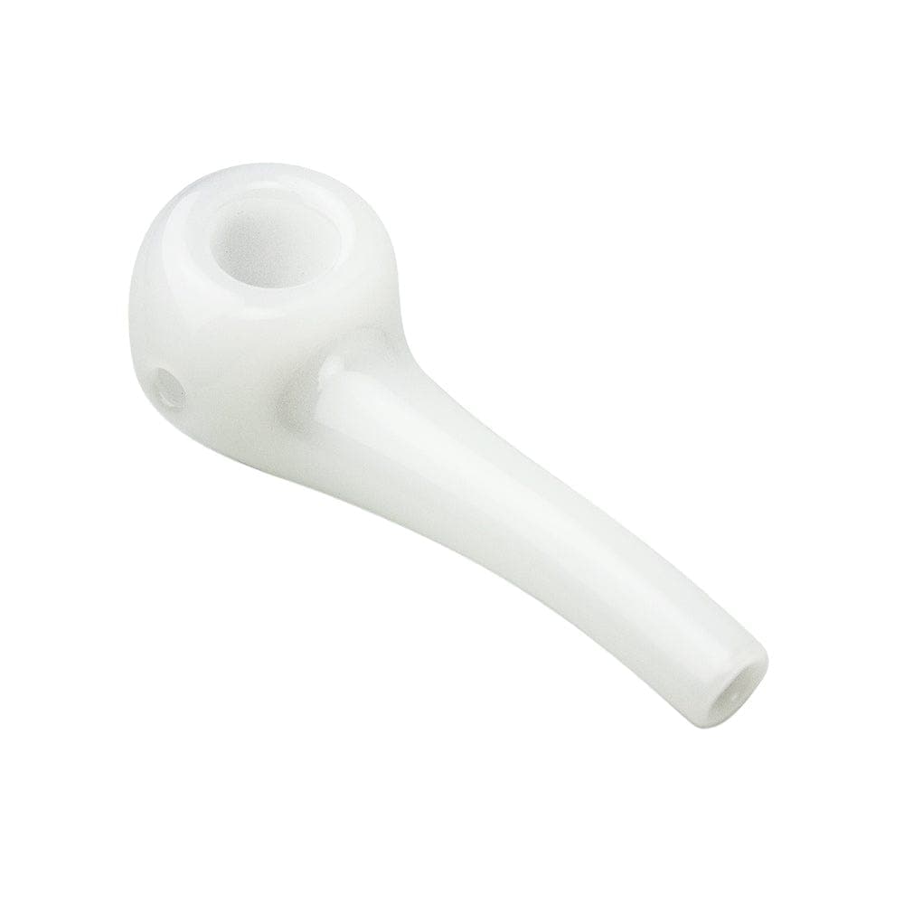 A slightly angled view of the Famous X 3" Taster Spoon Pipe, showing its smooth, curved design against a plain white background.