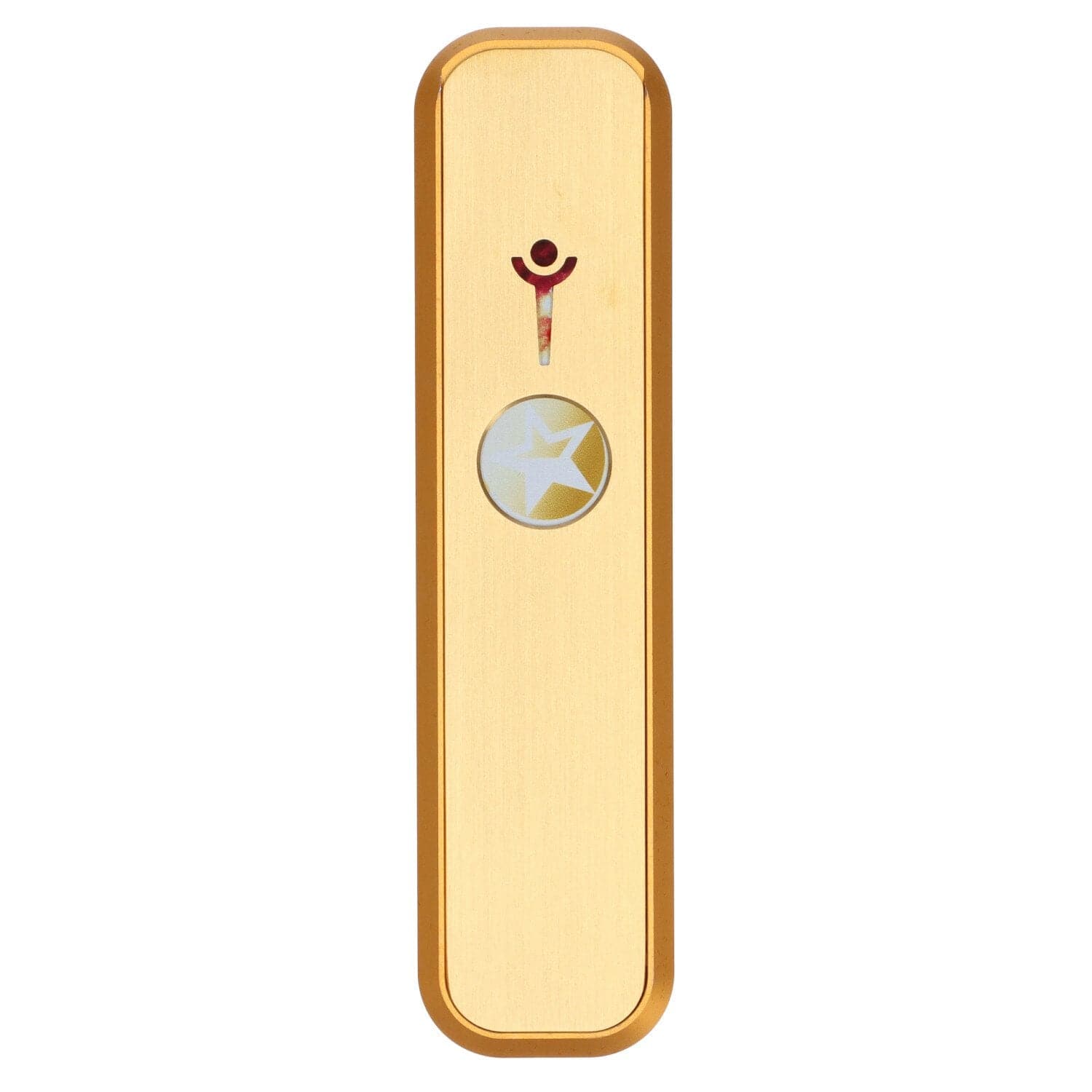 Front view of the Galaxy 6" Genius Hand Pipe, showcasing its sleek gold design against a plain white background.