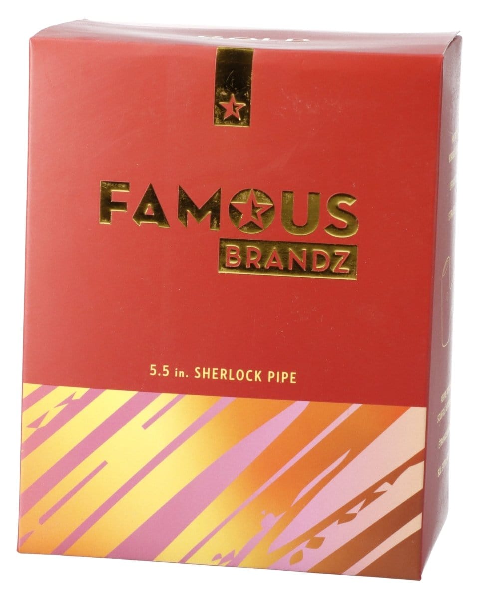 Front view of the Gold Famous X Fumed Large Sherlock Pipe, displaying a fumed glass design and gold accents.