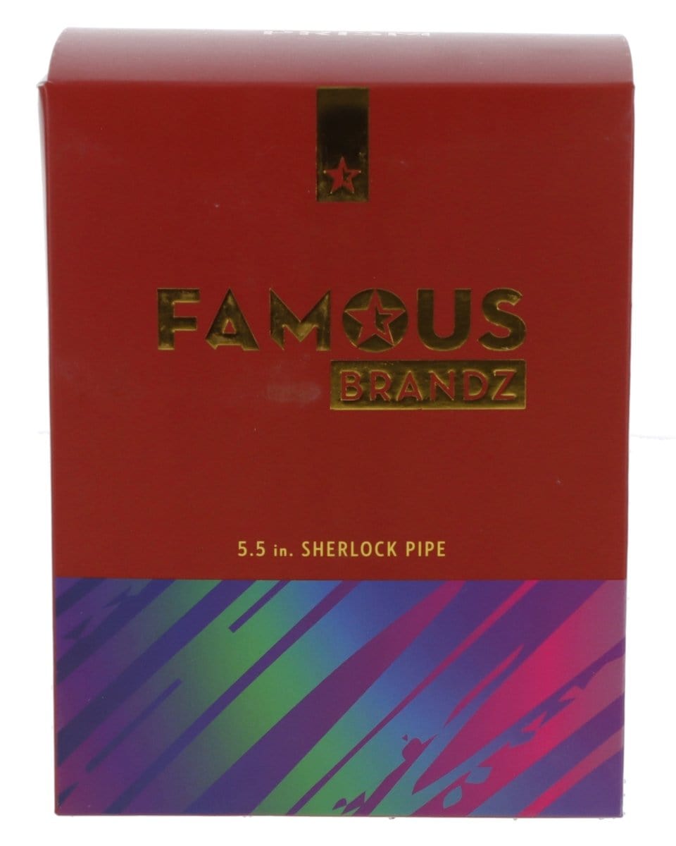 Front view of the Rainbow Famous X-Prism Fumed Large Sherlock Pipe, showing its patterned glass and classic shape.