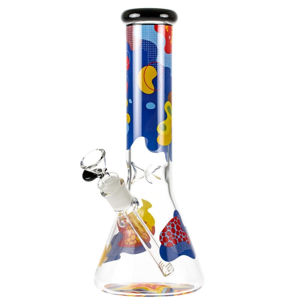 Front view of the Papaya 12" Beaker Water Pipe, showcasing its clear glass construction and simple beaker shape.