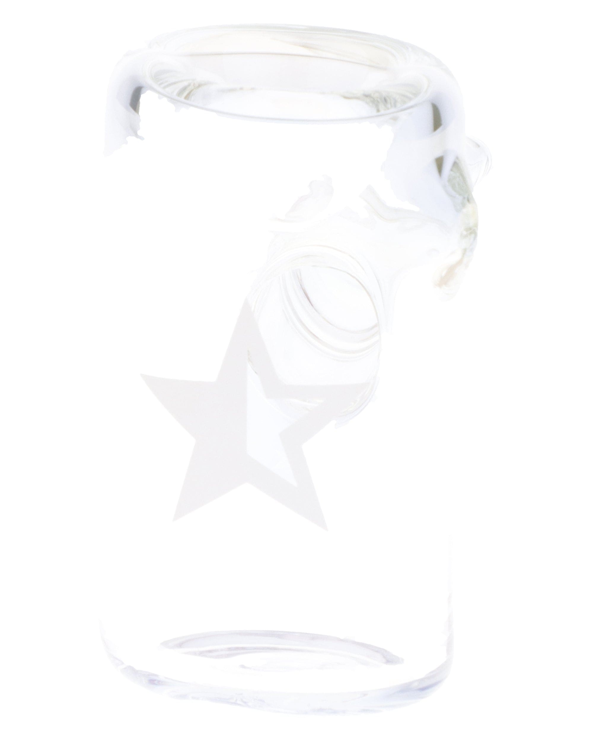 A side view of the Clear Famous X Crystal Fumed Large Sherlock Pipe, showcasing its clear glass construction and curved design.