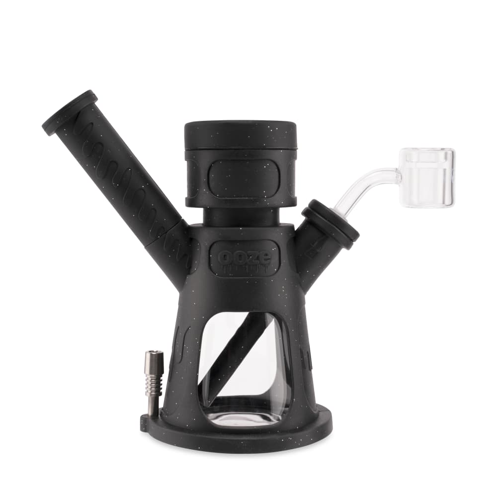 Ooze bong Shimmer Black Ooze Hyborg Silicone Glass 4-in-1 Hybrid Water Pipe and Nectar Collector