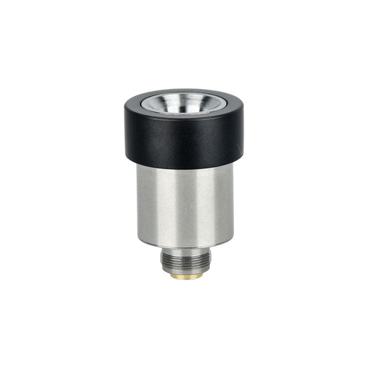 Front view of the Focus V CARTA CLASSIC Everlast Dry Herb Atomizer, showing a silver and black metallic component with a narrow, cylindrical shape.