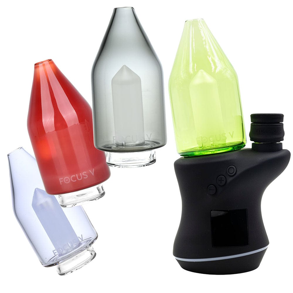Front view of the Focus V CARTA Glass Top, a clear glass replacement top positioned at a slight angle on a plain white background.