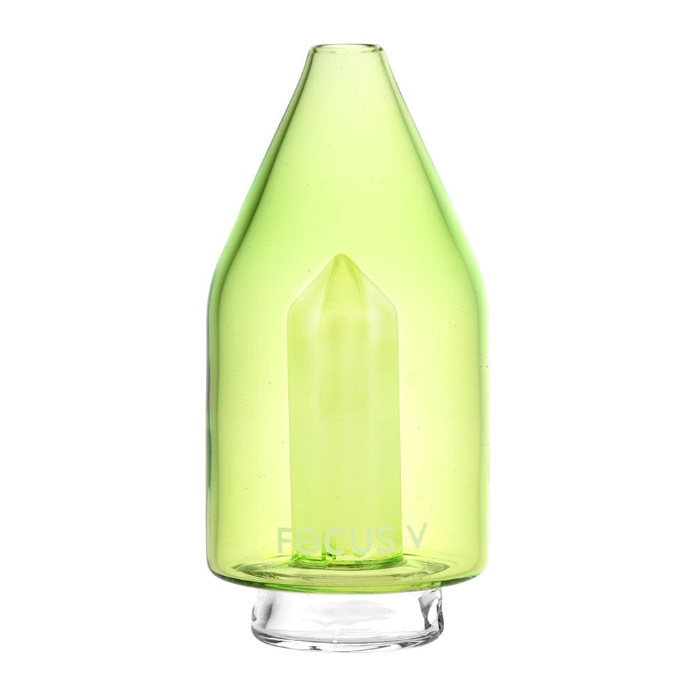 A slightly angled studio shot of the Focus V CARTA Glass Top, showing the transparent, rounded glass piece against a white backdrop.