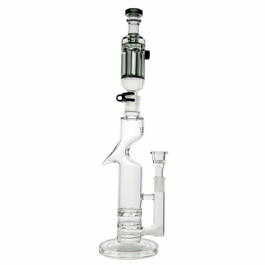 Front view of the Freeze Pipe Tornado, a clear glass pipe with a rounded base and a simple, elongated neck.
