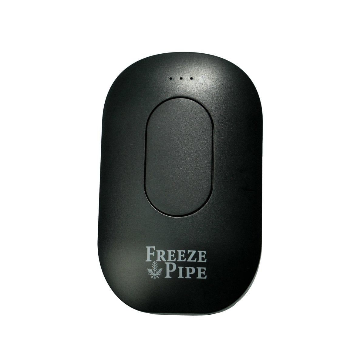 A front view of the Freeze Pipe Vape Pen, a sleek, black pen with a minimal design against a dark background.