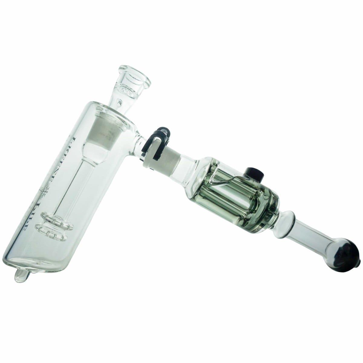 A detailed view of the Freeze Pipe Bubbler Pro Kit, showcasing its clear glass construction and compact, handheld design.
