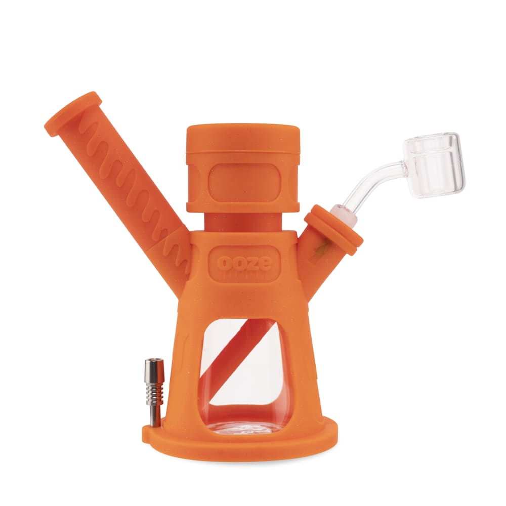 Ooze bong Orange Burst Ooze Hyborg Silicone Glass 4-in-1 Hybrid Water Pipe and Nectar Collector
