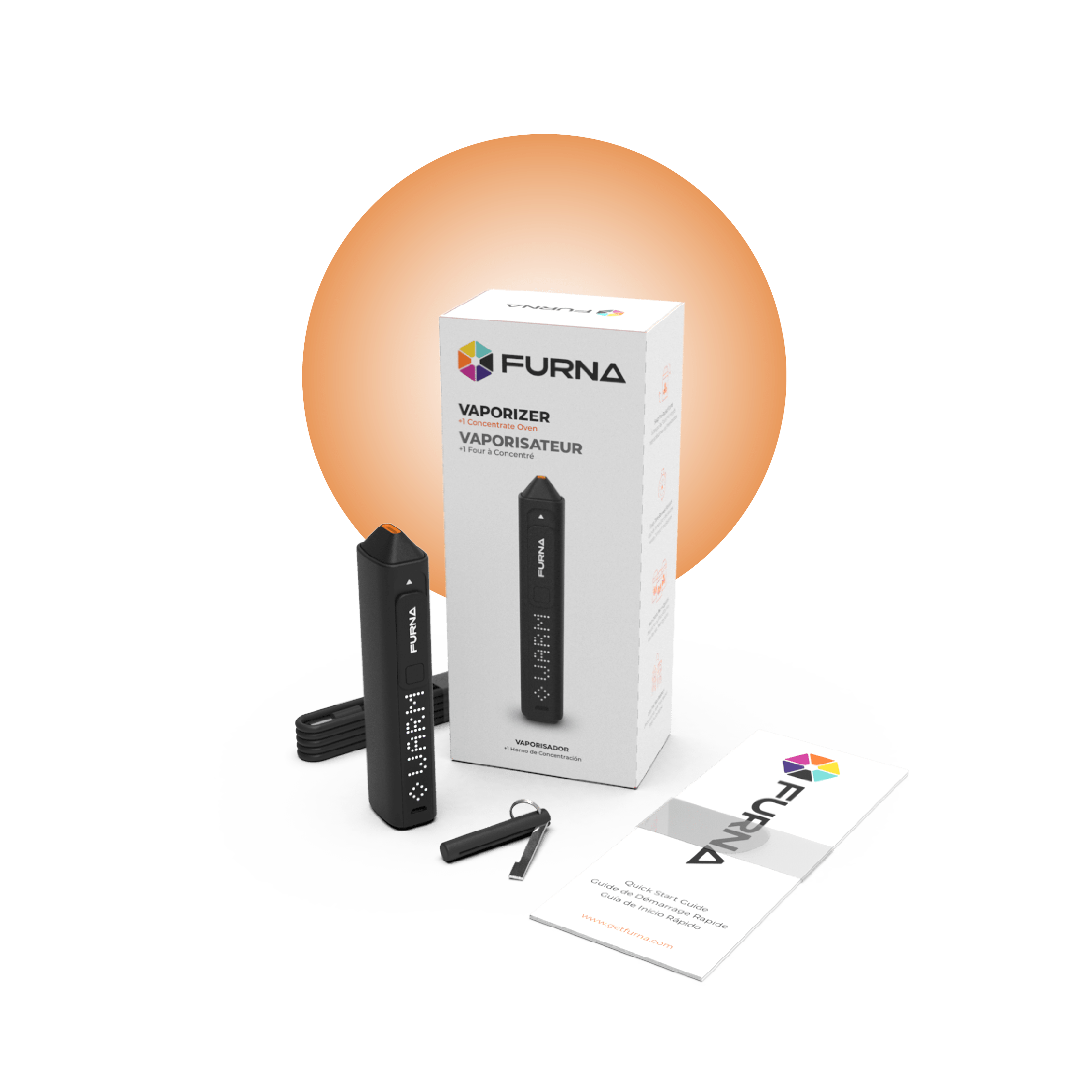 Front view of the Furna Vaporizer with 1 Concentrate Oven, showing a sleek, minimalist design against a plain white background.