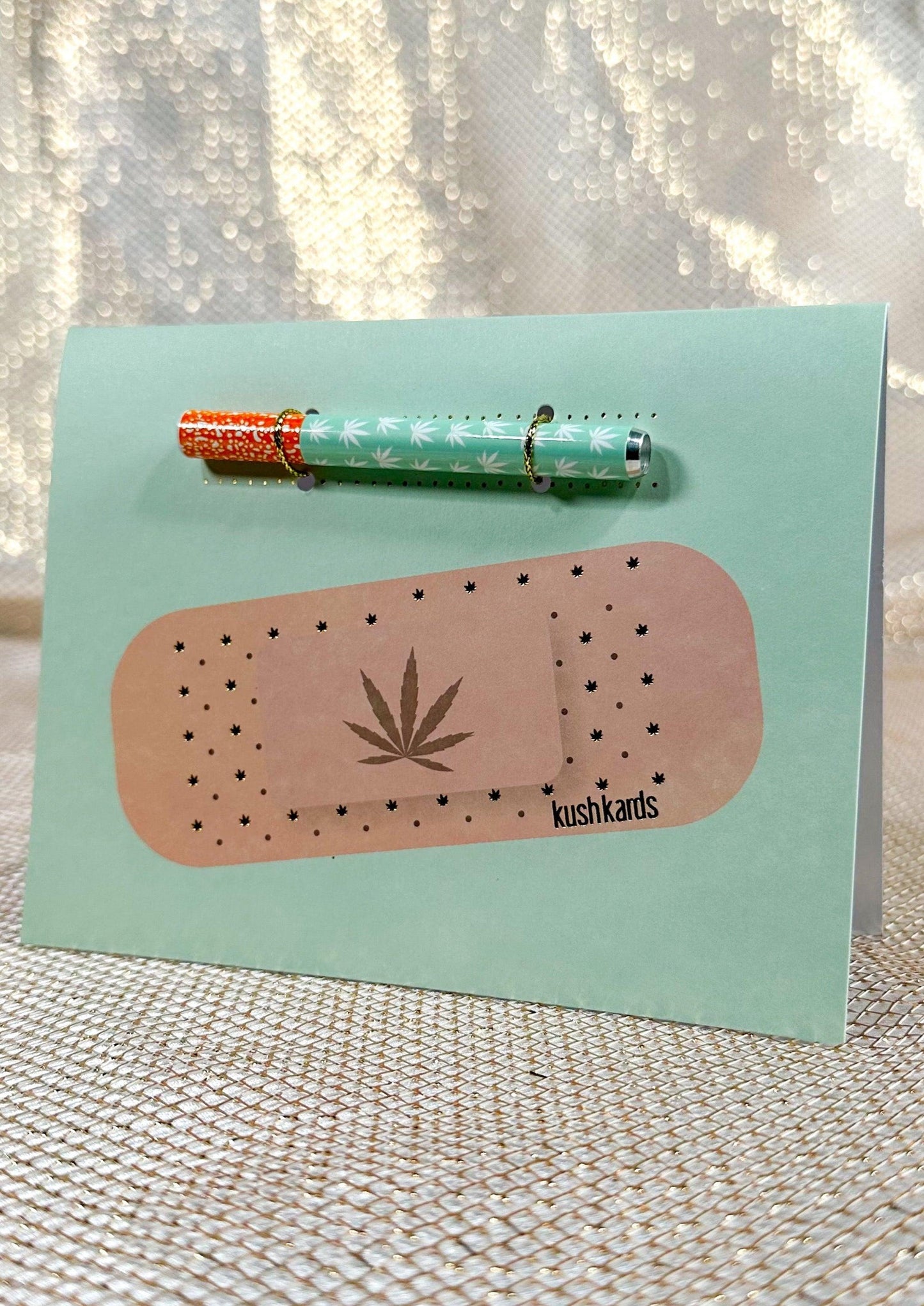 KushKards Greeting Card 🩹 Get Well Bandaid Cannabis Greeting Card