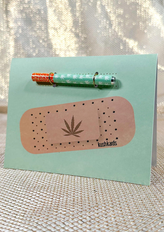 KushKards Greeting Card 🩹 Get Well Bandaid Cannabis Greeting Card