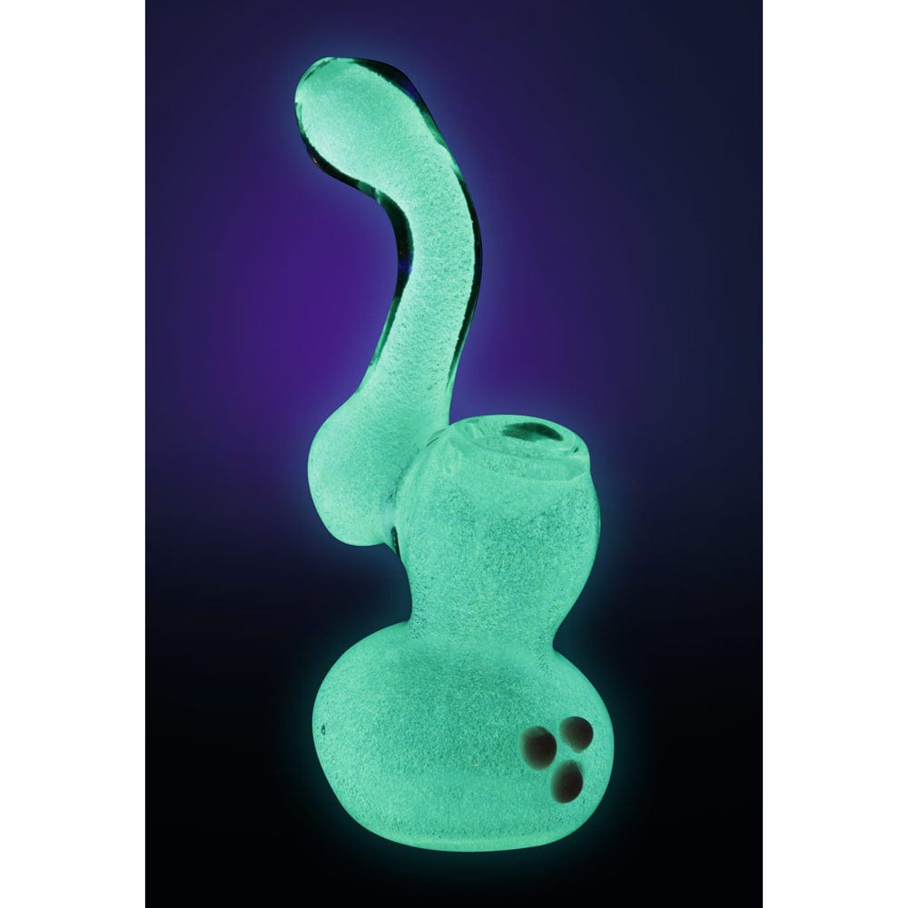 Front view of the 5" Glow Bubbler, showcasing its clear glass construction and simple, rounded form.