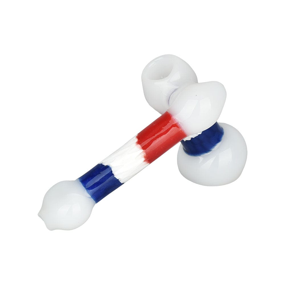 A front view of the 5-inch Honeycomb Hype Sidecar Bubbler Pipe, featuring a clear glass construction with rounded bulbous shapes.