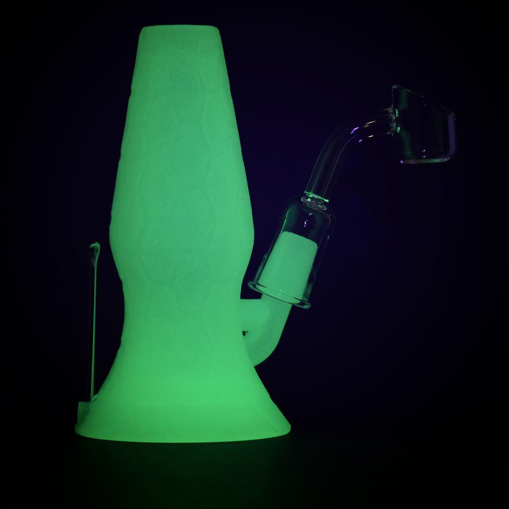 A front view of the Pulsar RIP Series Mini Lava Flow Dual Rig, showcasing its dual-action functionality and unique curved design.