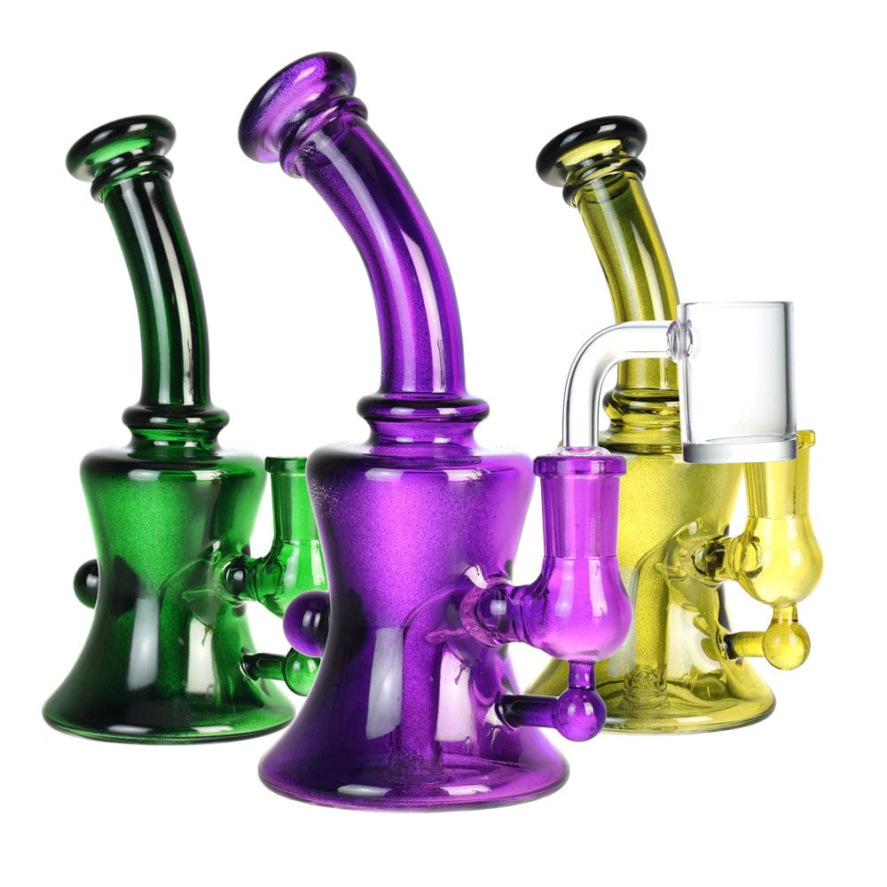 Front view of the Science of Color Dab Rig, a colorful, 6.5” glass rig with a visible joint, displayed against a plain background.
