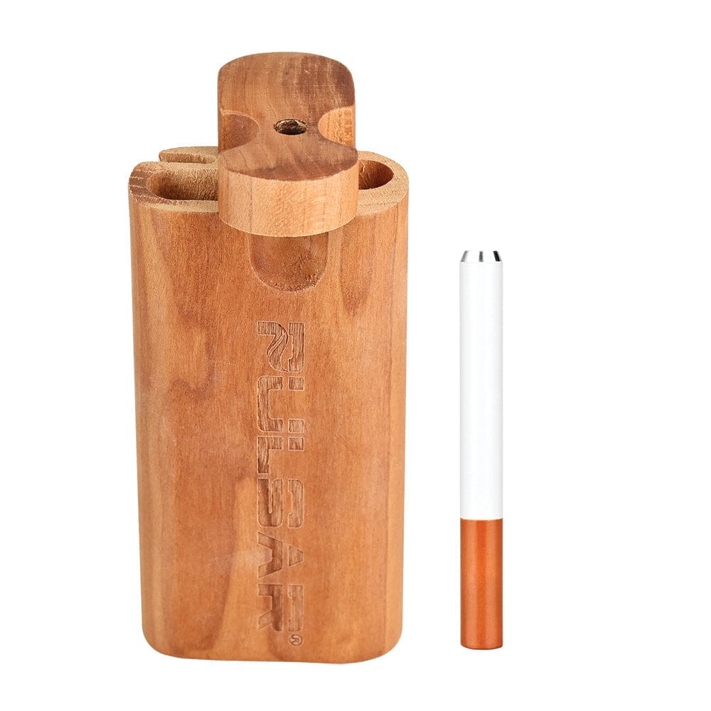 Front view of the Pulsar Straight Wood Twist Top Dugout, showing the wooden casing and open top against a plain white background.
