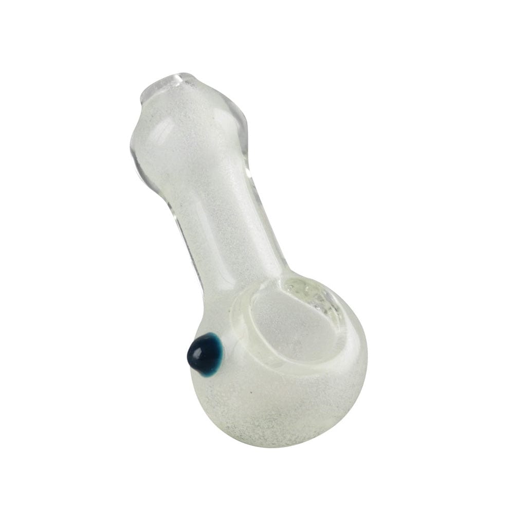 A three-inch Glow Spoon Hand Pipe with a marble accent is shown in a close-up, angled view against a plain white background.