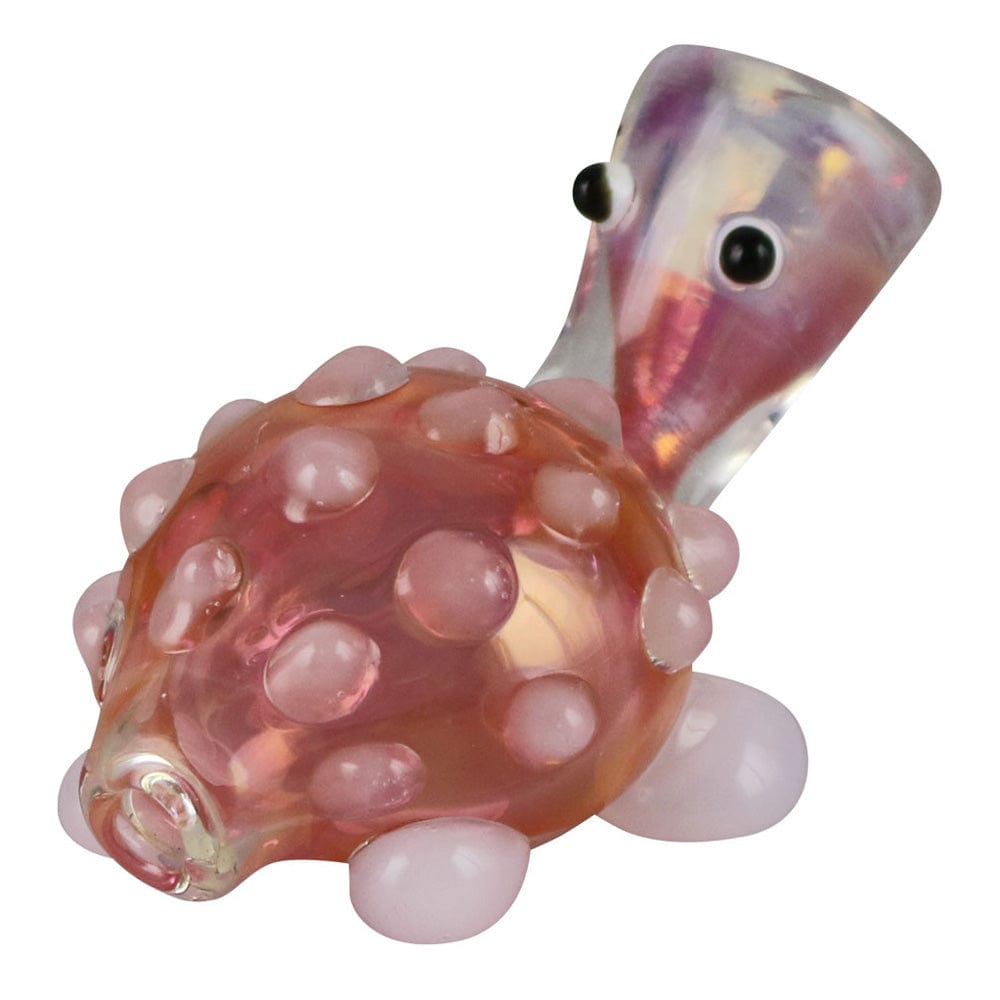 Front view of the 3-inch Turtle Glass Taster, a colorful glass piece with a rounded shape and textured surface.