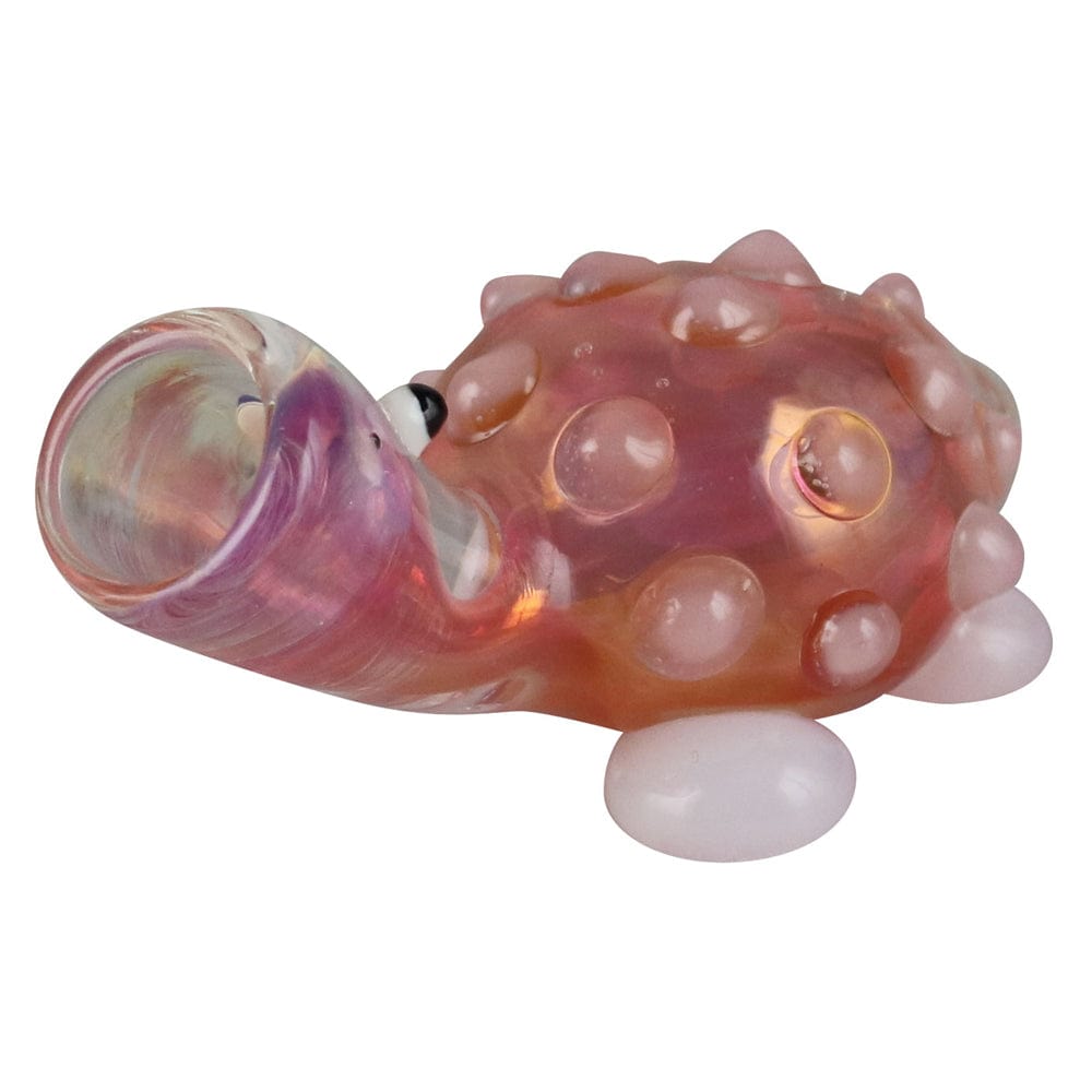 A side view of the Turtle Glass Taster - 3”, showcasing its textured glass and rounded shape.