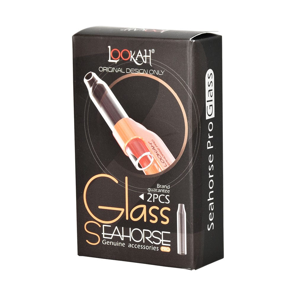 Front view of the Lookah Seahorse Pro Plus Replacement Glass Mouthpiece (2pk), showcasing the clear glass design.
