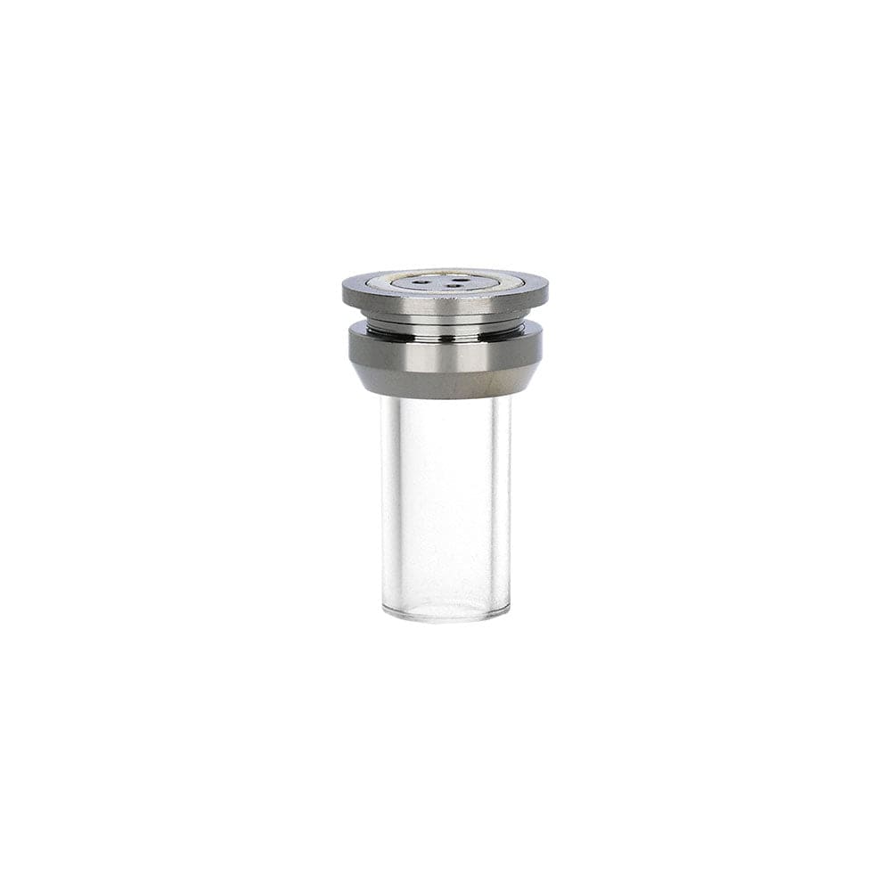 A close-up, angled view of the Lookah Swordfish Replacement Magnetic Glass Mouthpiece – 3pk, showing the clear glass construction.