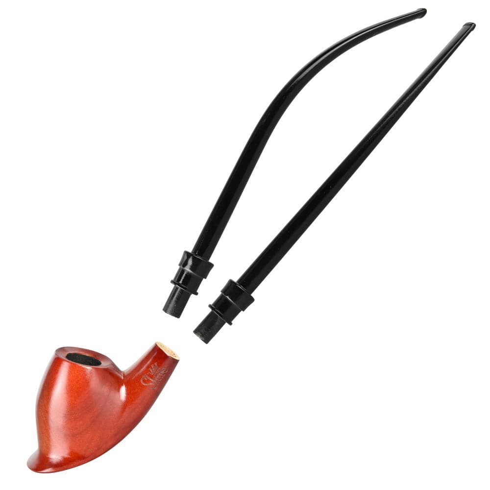 A close-up, angled view of the Pulsar Shire Pipes The Choice  Ramses 2-in-1 Churchwarden Wood Pipe, featuring a dark, wooden stem.