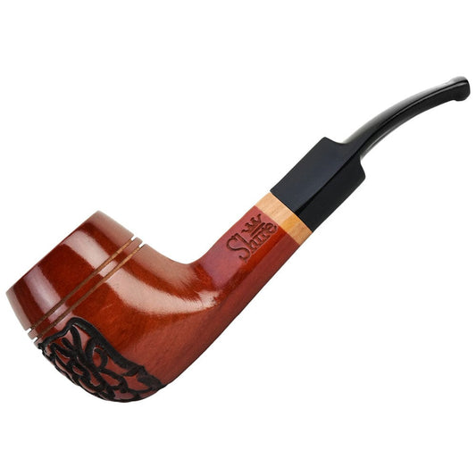 Gift Guru Pipes Pulsar Shire Pipes The Roscoe | Engraved Bulldog Saddle Stem Wood Pipe