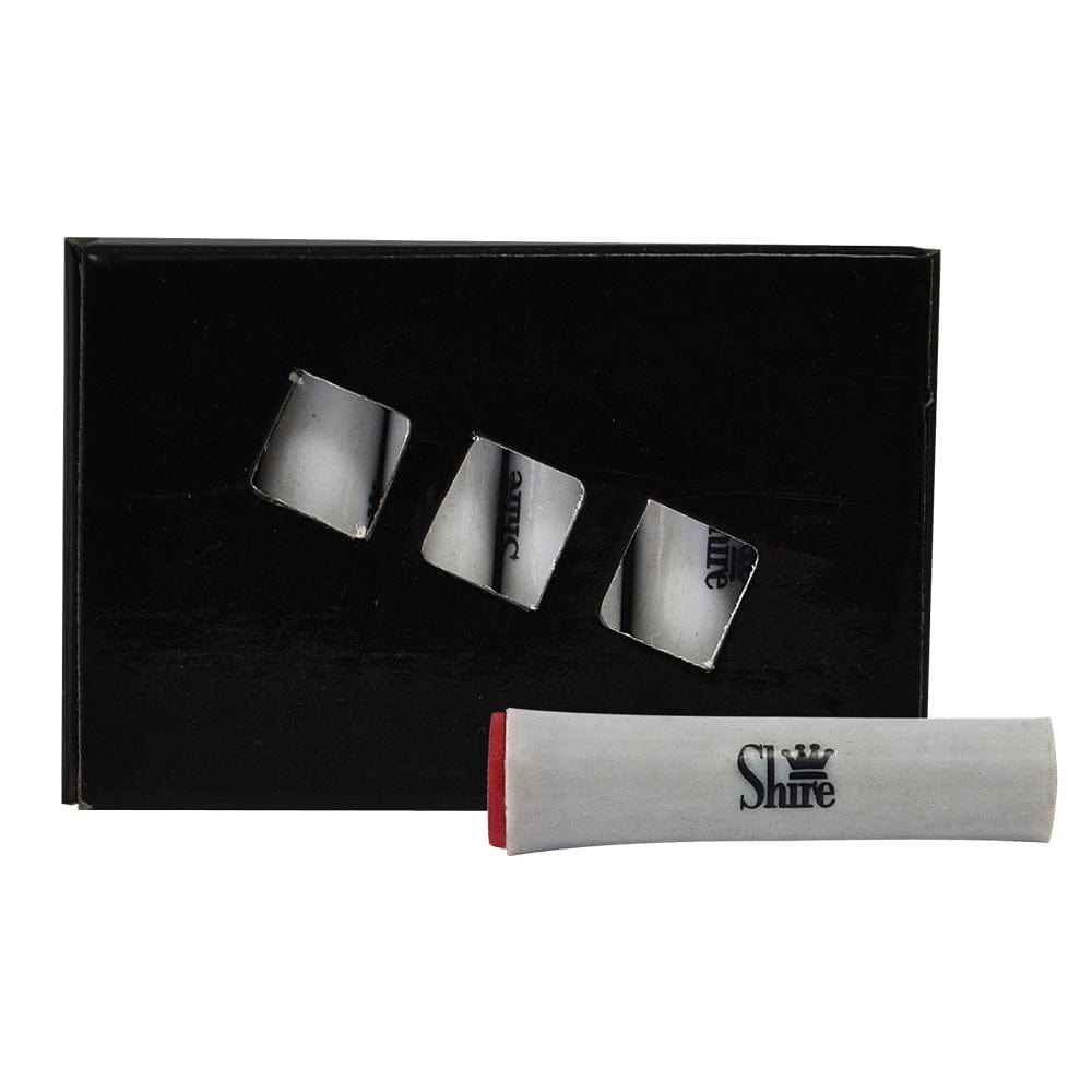 A top-down view of the 6-piece box of Shire Pipes Replacement Charcoal Filters, showcasing the neatly stacked filters inside.