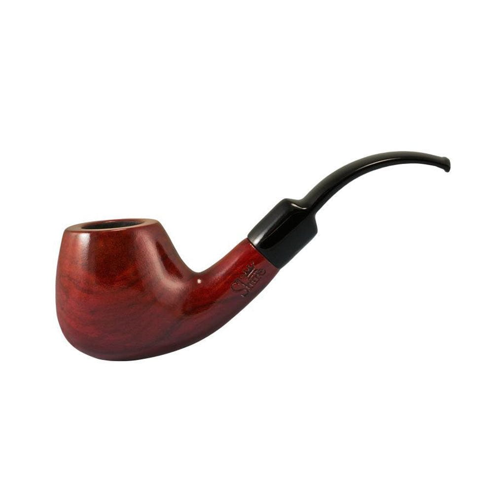 A side view of the Pulsar Shire Pipes Bent Apple Cherry Wood Tobacco Pipe, showing the curved bowl and stem.