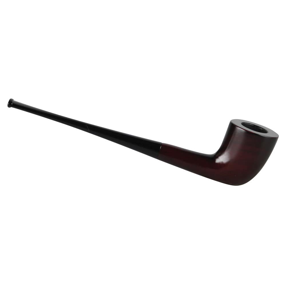 A side view of the 7.5-inch Pulsar Shire Pipes Dublin Cherry Wood pipe, showcasing its curved stem and polished finish.