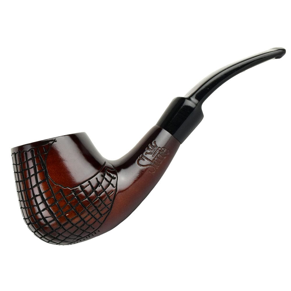 Gift Guru Pulsar Shire Pipes Engraved Brandy Cherry Tobacco Pipe - 5.5Ã¢â‚¬Â / Figured Wood