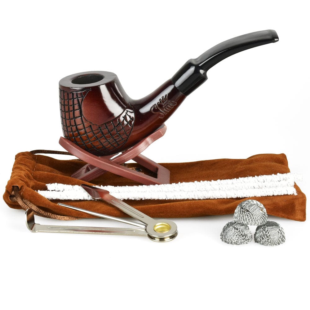 Gift Guru Pulsar Shire Pipes Engraved Brandy Cherry Tobacco Pipe - 5.5Ã¢â‚¬Â / Figured Wood