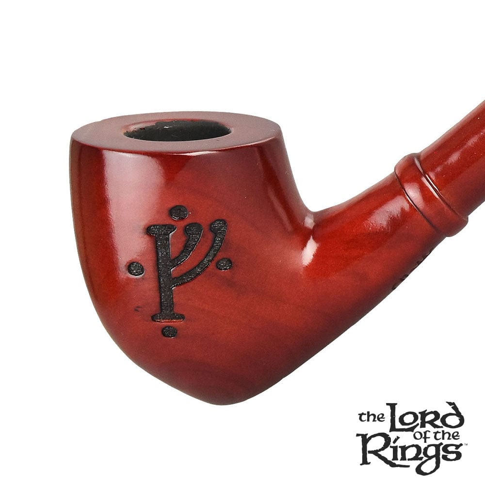 A three-quarter view of the 12.5" Pulsar Shire Pipes GANDALF Smoking Pipe, showing its curved shape and dark brown finish.