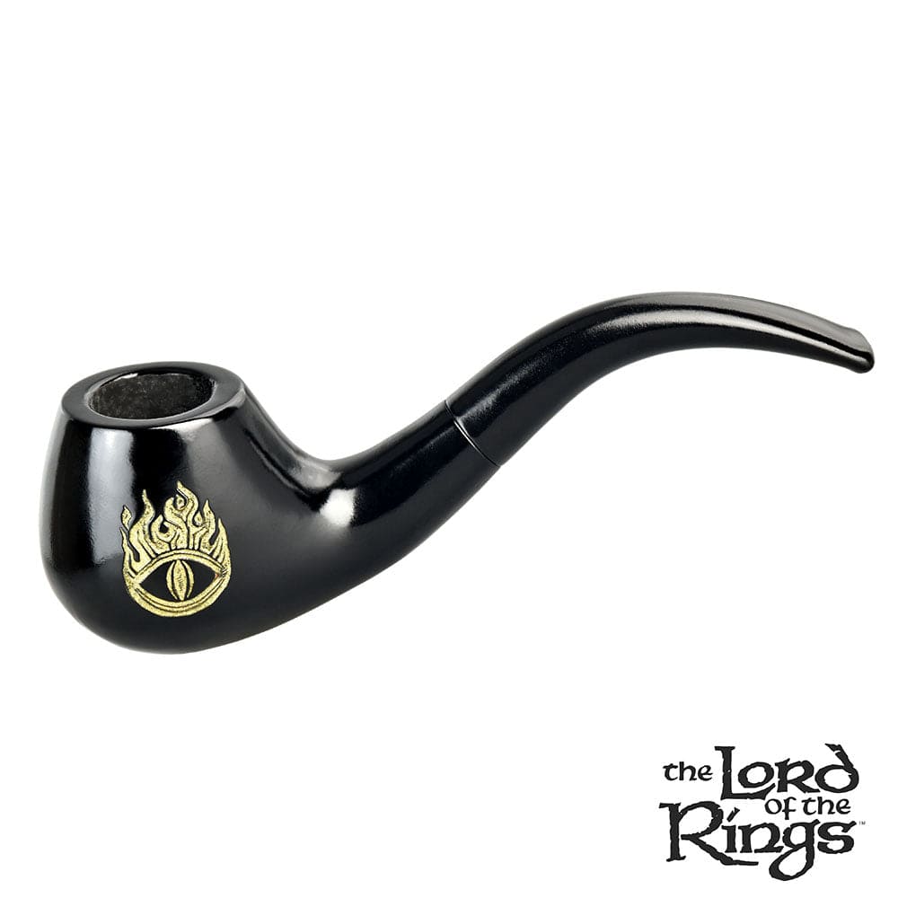 A side view of the 5.5" Pulsar Shire Pipes SAURON Smoking Pipe, showing its curved shape and dark finish.