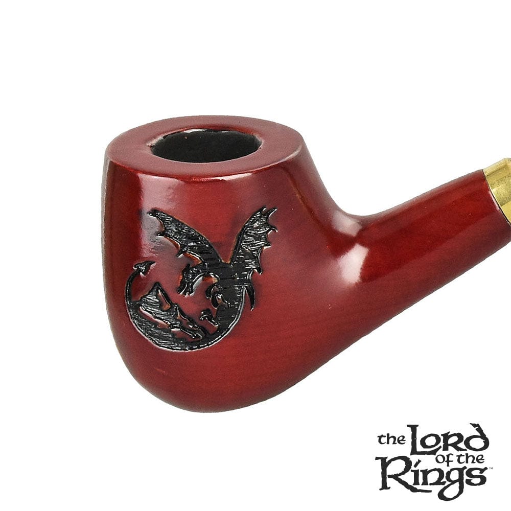 A side view of the 11.5" Pulsar Shire Pipes SMAUG Smoking Pipe, displaying its curved shape and detailed design.