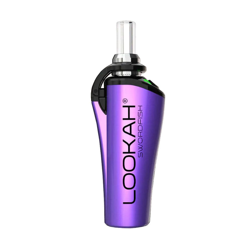 A sleek, front view of the Lookah Swordfish Concentrate Vape Pen with a metallic purple finish.