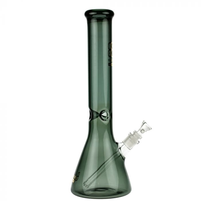 Front view of the Glasscity Limited Edition Black Beaker Ice Bong, showcasing its dark glass and classic beaker shape.