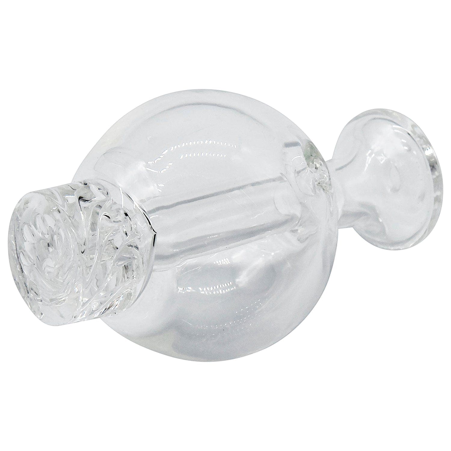 A top-down view of the Glasshouse "Ice Set" Rounded Base kit featuring a clear, concave flattop quartz piece.