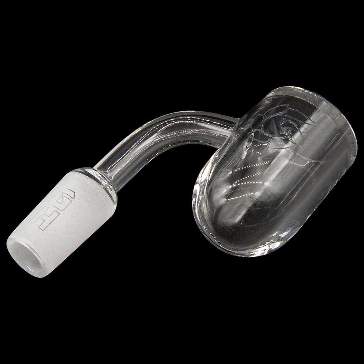 A close-up, angled view of the Glasshouse "Ice Set" rounded base quartz kit, showcasing its concave flattop design.
