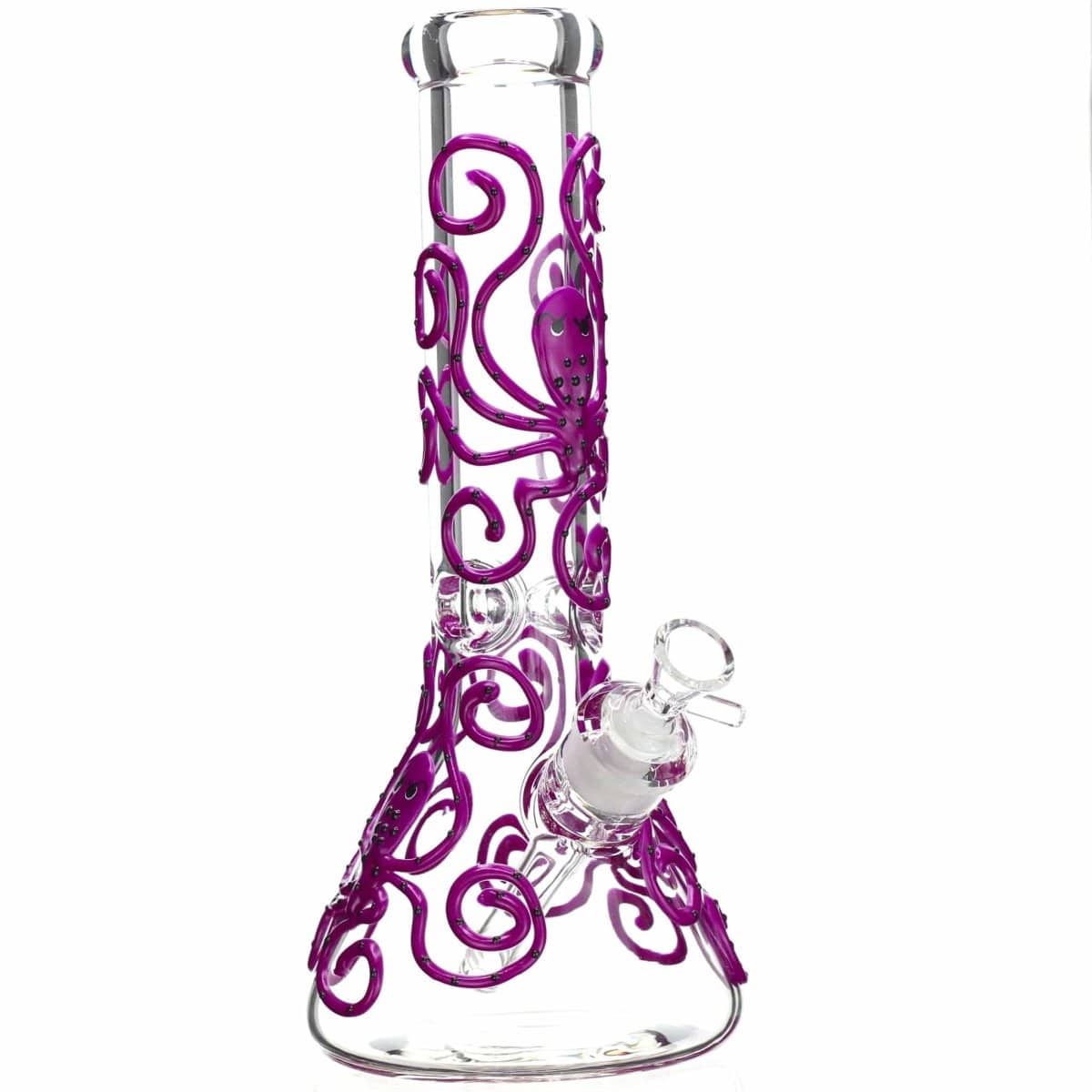 Benext Generation Glass Purple Glow In The Dark Painted Octopus Beaker