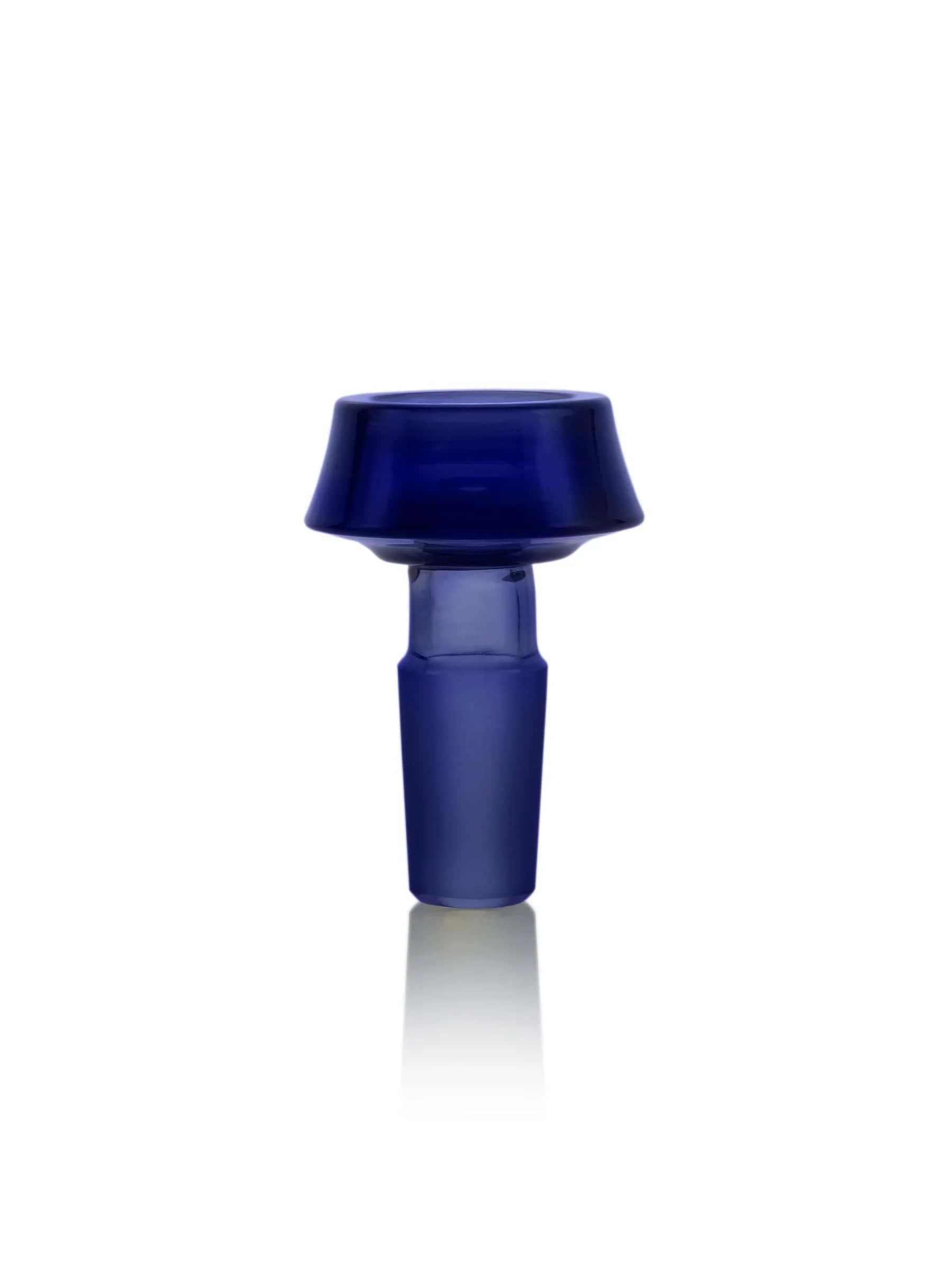 A front view of the GRAV® 14mm Caldera Bowl, showcasing its dark glass and simple, rounded form against a neutral background.