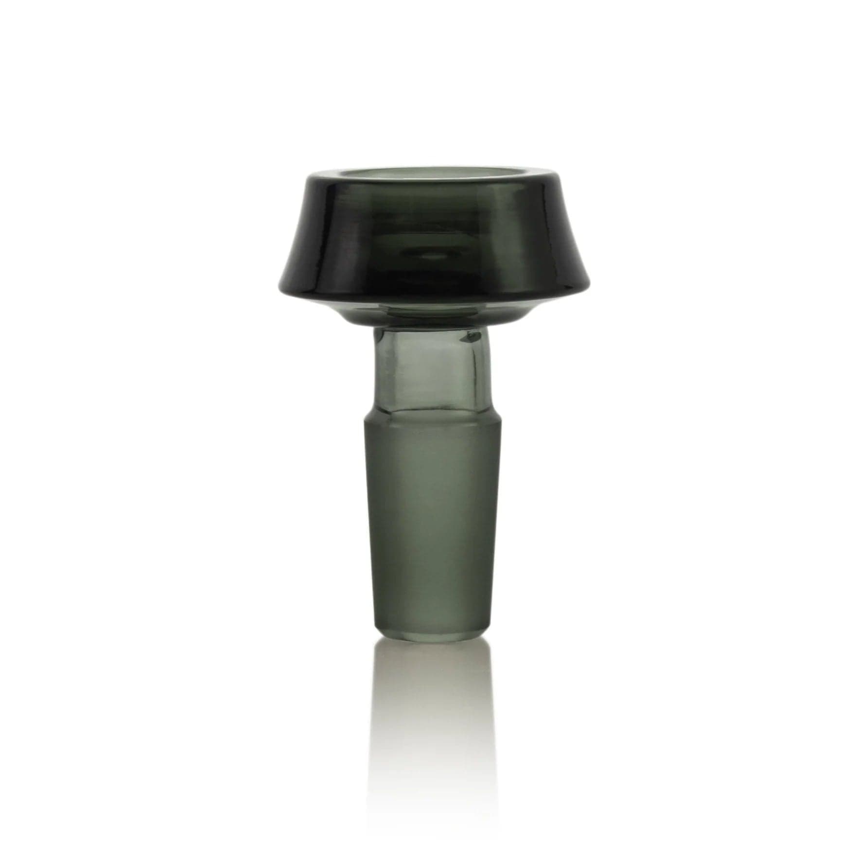 Front view of the GRAV® 14mm Caldera Bowl, showcasing its dark glass construction and rounded shape against a plain white background.