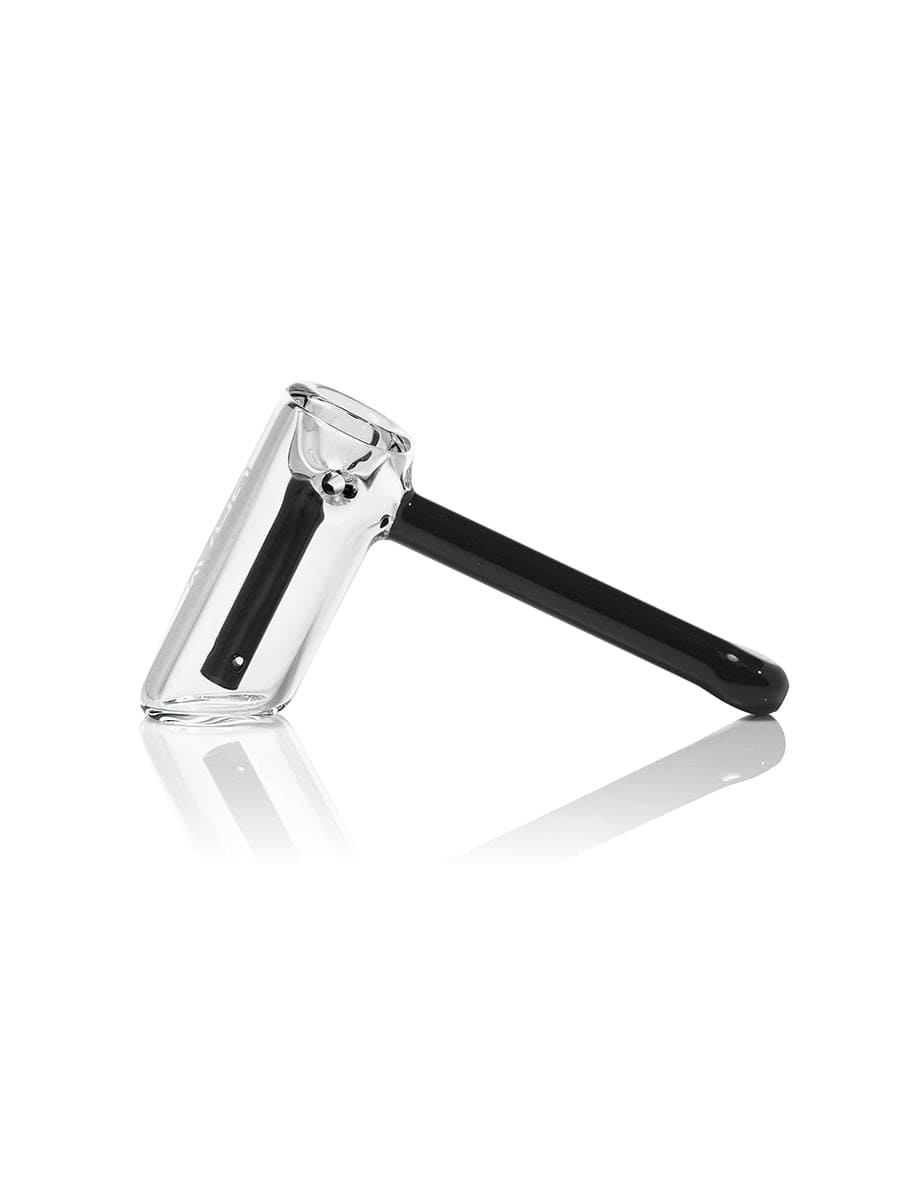 A side view of the GRAV® Mini Hammer Bubbler, reflecting off a polished surface with a clean, minimalist design.