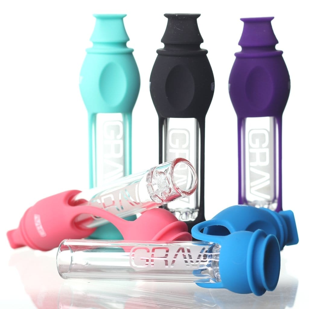 A studio shot of the GRAV® 16mm Octo-taster with Silicone Skin, displayed in a vibrant blue color, with a close-up perspective.