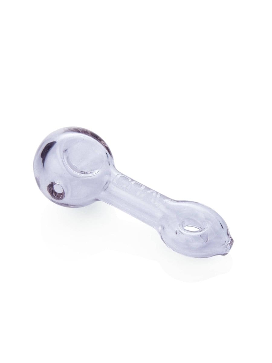 A side view of the GRAV® Mini Spoon Pipe, showcasing its compact size and curved design against a plain white background.